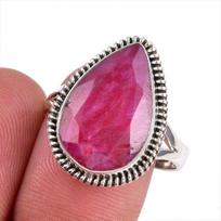 Red Ruby(Simulated) Gemstone Handmade 925 Sterling Silver Jewelry Ring S.7 z3q62