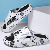 New Summer House Men Slippers Women Flip Flops Thick Slides Fashion Printed Couples Platform Shoes Outdoor Sandals 45 gray