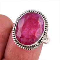 Red Ruby(Simulated) Gemstone Handmade 925 Sterling Silver Jewelry Ring S.8 H4K80