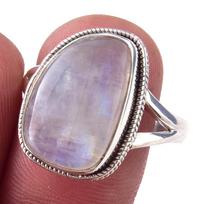 Natural Rainbow Moon Stone Gemstone Handmade 925 Sterling Silver Ring S.9 G6j29 gray