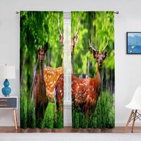 Sika Deer Nature Autumn Forest Wildlife Sheer Voile Curtain for Living Room Bedroom Kitchen Modern Tulle Window Treatment Decor 1 PCS W100XH250cm&Grommet Top black