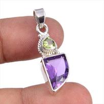 Natural Amethyst,Peridot Gemstone 925 Sterling Silver Jewelry Pendant 1.25  e9K98 brown