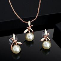 Mielas Estele Rose Gold pakabukų rinkinys su perlu ir emaliu moterims black
