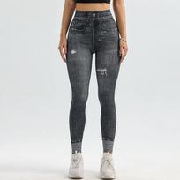Danmo Womens High Waisted Jeans Slim Fit Bum Lift Jean For Girls Push Up Stylish Full Length L juoda