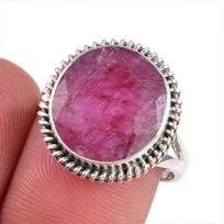 Red Ruby(Simulated) Gemstone Handmade 925 Sterling Silver Gift Ring S.7.5 H8L50