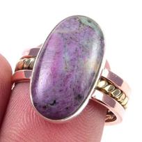Ruby In Zoisite Handmade Lab-Created 925 Sterling Silver Two Tone Ring S.8 K6y55