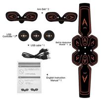 EMS pilvo raumenų stimuliatorius USB įkrovimas išmanusis treniruoklis namų treniruoklių salė Treniruotės svorio metimas lieknėjimas kūno rengybos masažuoklis vyrams, moterims Orange black