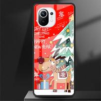 Glass Case For Xiaomi Poco X3 NFC 11 Lite 11T F3 M3 For Redmi Note 11 10 9 8 Pro 10S 9S 9A 9C Phone Cover Snowman Christmas Cute Redmi Note 9S gray