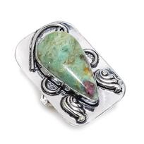 Natural Ruby Fuchsite Gemstone 925 Sterling Silver Jewelry Ring Size 7 Z4f45