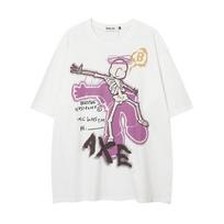 Skeleton Cartoon Printed Short Sleeved T-shirt BF Lazy Trend High Street Niche Loose Casual Men's T-shirt Summer M balta