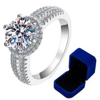 3,0 karatų moissanite prabangus vestuvinis žiedas, apvalus briliantinis aureolė sužadėtuvių žiedai moterims, vestuvių papuošalai 17 gray