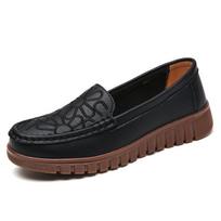 Cow Hide Women Flat Embroidery Loafers Mother Swing Shoes Platform Casual Shoes 41 juoda
