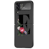 Raidės DIY Gėlių Dėklas Samsung Galaxy Z Flip 3 4 5G Juodas Kietas PC Telefono Korpusas Z flip4 Prabangus Coque Apvalkalas Samsung Z Flip 5G