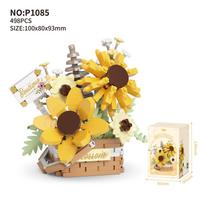 Flower Bouquet Building Blocks Succulents Artificial Basket Kits Bonsai Gardens  Bricks DIY Potted Plants Model Toys P1085