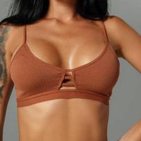 Moteriška vasarinė medvilninė liemenėlė su vertikalia juostele, kvėpuojanti, belaidė apatinė apatinė trikotažas One size smėlis