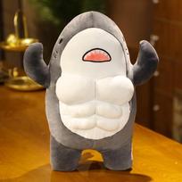 40/60cm Cute Worked Out Shark Plush Toys Stuffed Mr Muscle Animal Pillow Appease Cushion Doll Gifts for Kids Children Girls 40cm