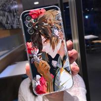 Žaidimams skirta skaidri silikoninė dėkliukas Samsung Galaxy A52 A51 A53 A72 A71 A73 A32 A31 A33 A22 A11 Telefonams Dangtelis Anime Genshin Impact Gėlė Samsung A11