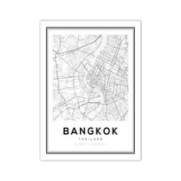 Thailand City Map Poster Bangkok Skyline Travel Prints Home Room Decor Modern Wall Art Canvas Painting Housewarming Gift 21X30cm No Frame