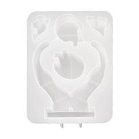 Silicone Decoration Epoxy Mold Cute Hands Holding Heart Puzzle Shaped Mold Valentines Day Ornament Mould for Y Lover white