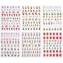 6pcs 3D Elegant Tulip Flower Nail Art Stickers Peach Pink Floral Sliders Adhesive For Nail Decals Manicure Nail Decal Decoration beige
