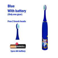 Children's Electric Toothbrush Colorful Cartoon For Kids Rechargeable Soft Fur Automatic Waterproof With 12pcs Replacement Heads gray