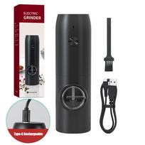 Automatinis pipirų malūnėlis druskos ir pipirų malūnėlis, USB įkraunamas reguliuojamo stambumo prieskonių malūnas su LED lempos virtuvės įrankiu black