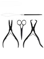 Hair Extension Plier Kits Bag Salon Barber Beauty Use Stainless Steel Mini Scissor Loop Hook Tool Wefting Sewing Micro Beads black