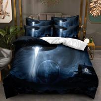 3D Space Planet Bedding Set Microfiber Soft Down Duvet Cover Pillowcases 2/3pcs Teens Kid Single Double Full Size Cover DE 100x135cm