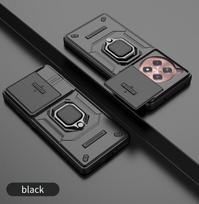 For OnePlus Ace 3 3V 2 Ace2 Pro Battle Bear Slide Push Window TPU + PC Shockproof Metal Ring Car Magnetic adsorption Stand Back Case Cover Shell Ace 2 violetinė