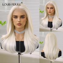 LOUIS FERRE 13x6 nėrinių perukas, ilgas banguotas šviesiai blondinis perukas moterims kasdieniam vakarėliui Cosplay vestuvėms, didelio tankio karščiui atsparus brown