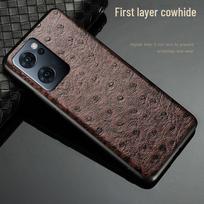OPPO Reno7 Pro Leather Protective Cover with Ostrich Pattern - Genuine Cowhide, All-Inclusive Design Reno 10 ruda