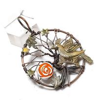 Carving Flower Gemstone Handmade Copper Wire Wrap Jewelry Pendant 2.17  y9N53