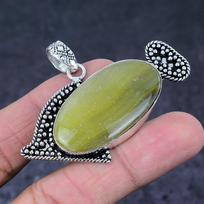 Bumblebee Jasper Gemstone Handmade 925 Sterling Silver Gift Pendant 1.77  W0o88 beige