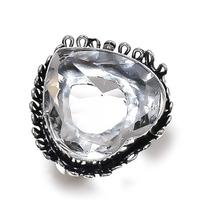 White Topaz Gemstone Handmade 925 Sterling Silver Jewelry Ring Size 7.5 r2m12
