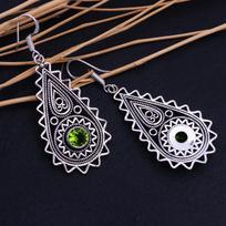 Peridot Gemstone Handmade 925 Sterling Silver Jewelry Earring 2.30  E9Y86 white