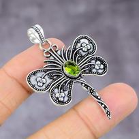 Peridoto brangakmenio rankų darbo 925 svarų sterlingų sidabro papuošalo pakabukas 2,21  b3m46 black