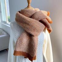 Švelnus dirbtinio kašmyro šalikas Elegantiškas languotas Dideli šalikai Storas Šaltui atsparus Šiltas šalis moterims Ruduo ir Žiema 200cm brown
