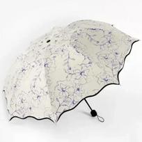 Hibiscus Black Glue Sunny Umbrella Three Fold Sun Protection and Sunshade Folding Sun Umbrella for Women