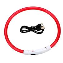 1 vnt. Led Dog Antkaklis Šviečiantis USB kačių antkaklis 3 režimai Led šviesos praradimo prevencijos LED antkaklis tinka šunims Naminių šunų priedai S(35CM) raudona