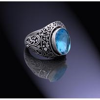 Natural Swiss Blue Topaz Gemstone 925 Sterling Silver Ring Size 10 N2E83