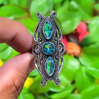 Natural Blue Topaz Gemstone Handmade 925 Sterling Silver Ring Size 12 y5a59