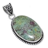 Ruby Fuchsite Lab-Created Handmade 925 Sterling Silver Pendant 2.32  V7y31