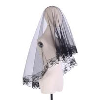 Bridal Veil Bachelorette Party Decorations Bride To Be Gift Bridal Shower Wedding Black Double /Single Layer Floral Lace 2 gray