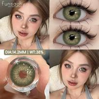 FUNSACHY 2pcs Green Contact Lenses for Eyes Cosmetics Makeup Natural Blue Lenses High Quality Soft Lens Yearly Beauty Pupils