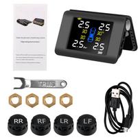 Saulės energijos automobilio TPMS padangų slėgio stebėjimo sistema su 4 išoriniais arba įmontuotais jutikliais LED ekrano įspėjimo apie temperatūrą degalų taupymas External Sensors