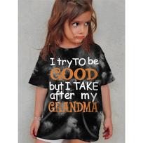 Vibrant Tie-Dye Letters Print Short Sleeve Crew Neck T-Shirt - Soft, Breathable, Comfy Summer Top for Girls 110