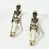 Helovino kaukolės skeleto nuleidžiami auskarai moterims Punk Charm Ghost Spider Web Dangle Auskarai Papuošalai Dovana beige