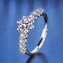 925 Sterling Silver Galaxy Six Claw Moissanite Ring Women's Niche Design Hand Jewelry gray