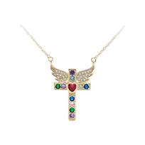 Rainbow Pave Jewelry Dragonfly Pendant Colorful Zircon Necklace for Women