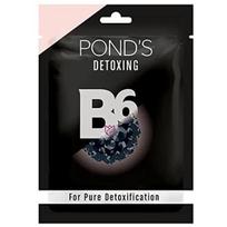 POND'S Activated Charcoal Sheet Mask, With Vitamin B6 For Clear Detox Skin, Paraben Free, Black Biodegradable Fabric, 25 ml black